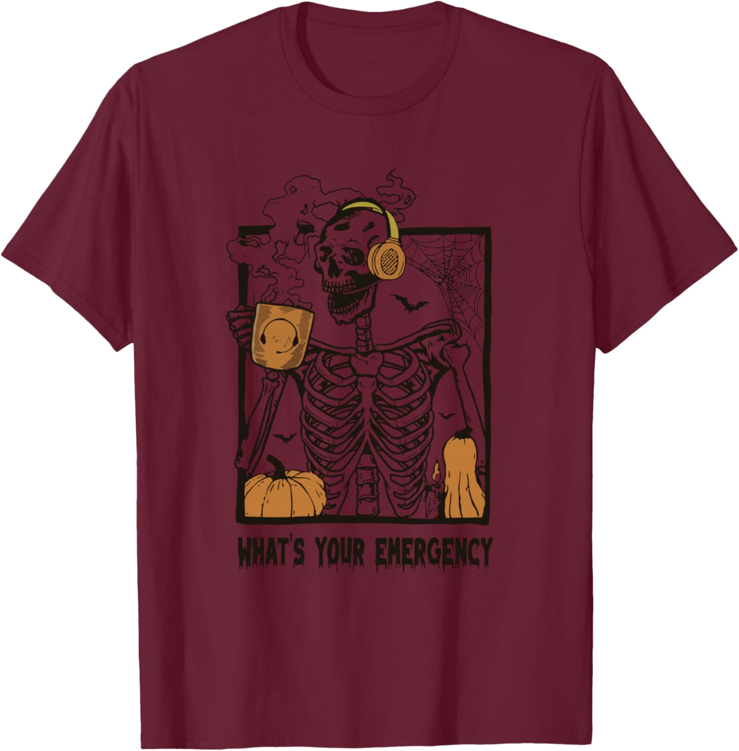 What's Your Emergency Halloween Skeleton 911 Dispatcher T-Shirt - T-Shirt | Maroon