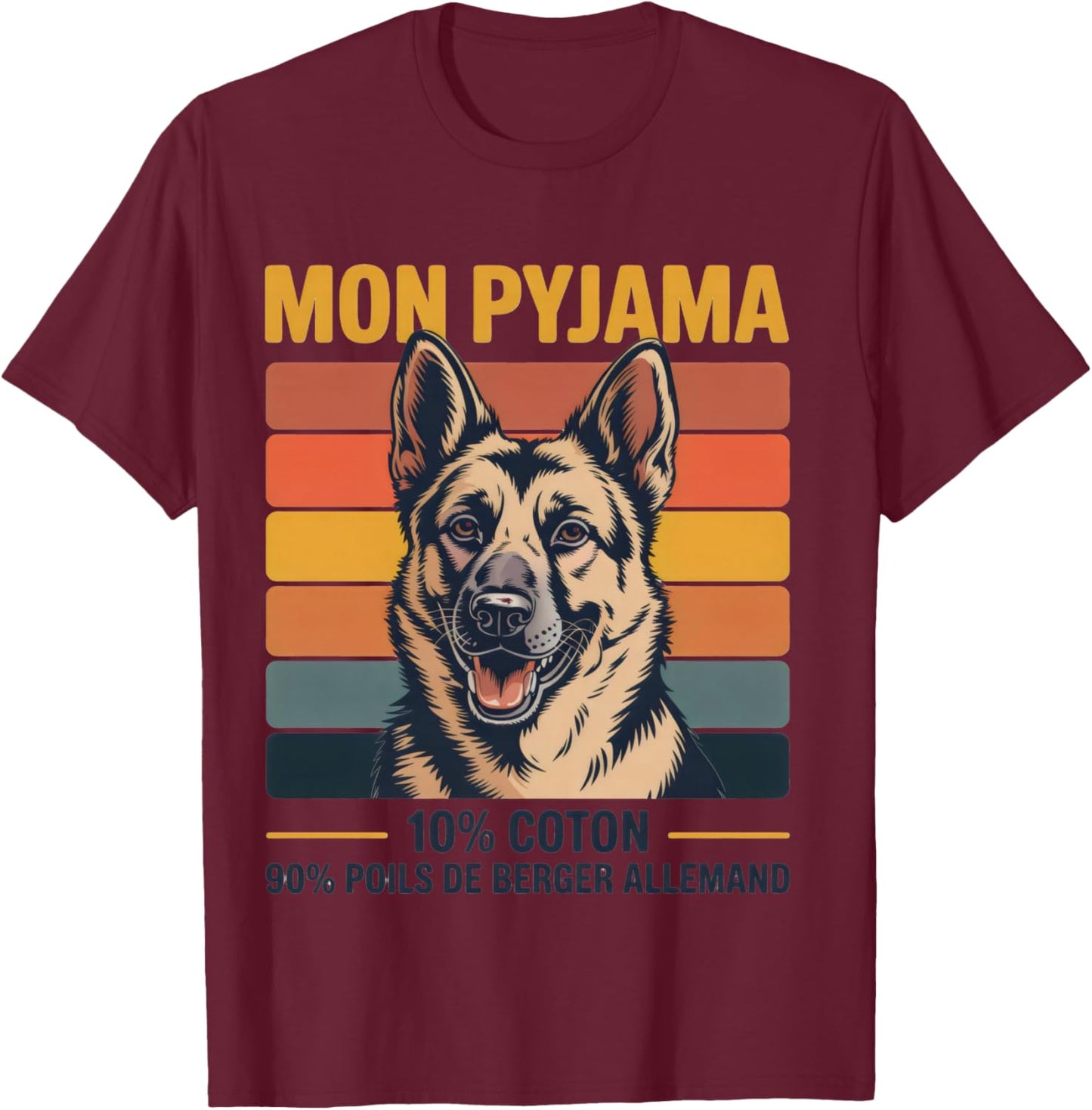 Humour Dog Gift Pyjamas Hairy German Shepherd Vintage T-Shirt - T-Shirt | Maroon