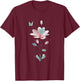 Unisexe pour Homme et Femme avec Motif Fleur et Papillon Manche Longue T-Shirt - T-Shirt | Maroon