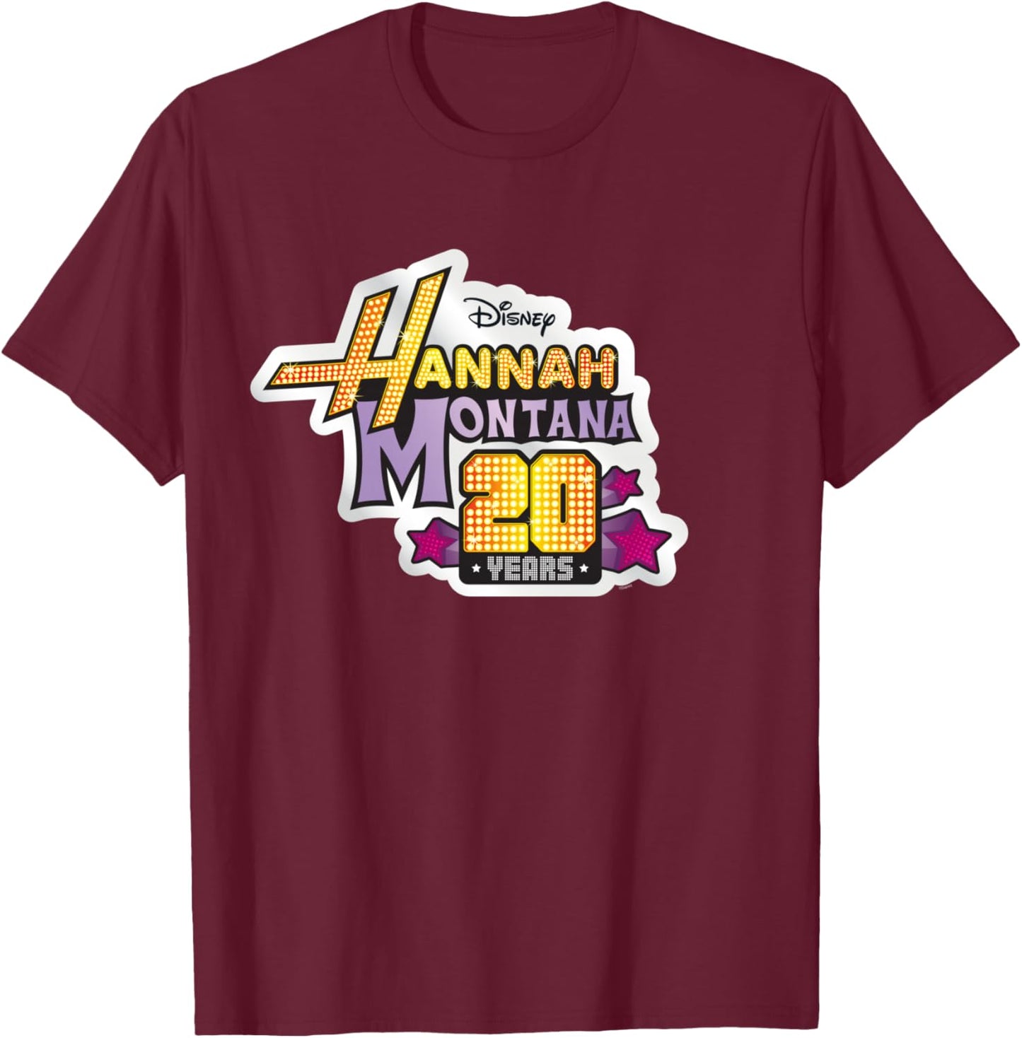 Disney Hannah Montana 20th Anniversary Official Logo T-Shirt - T-Shirt | Maroon