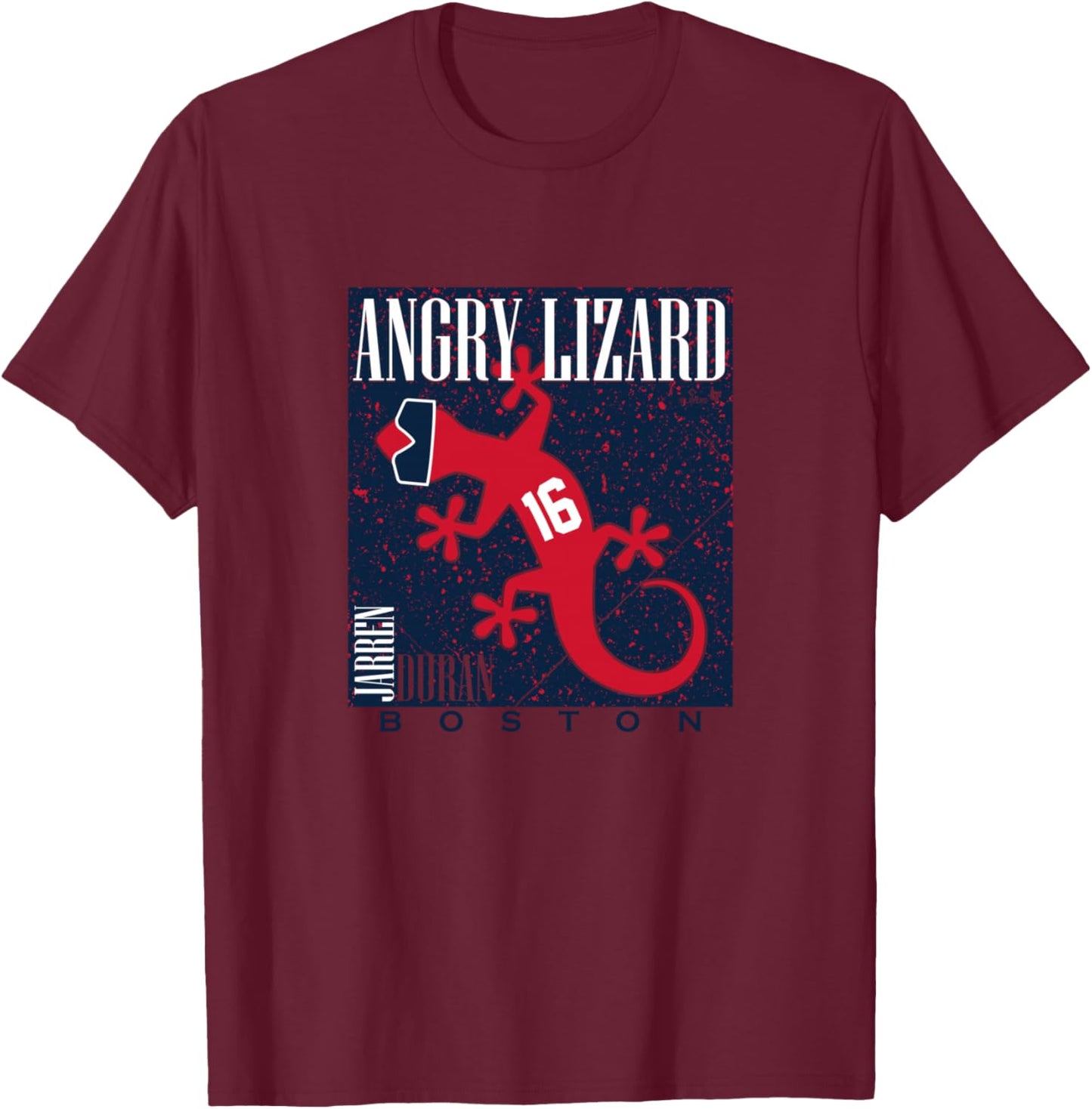 Jarren Duran - Angry Lizard - Boston Baseball T-Shirt - T-Shirt | Maroon