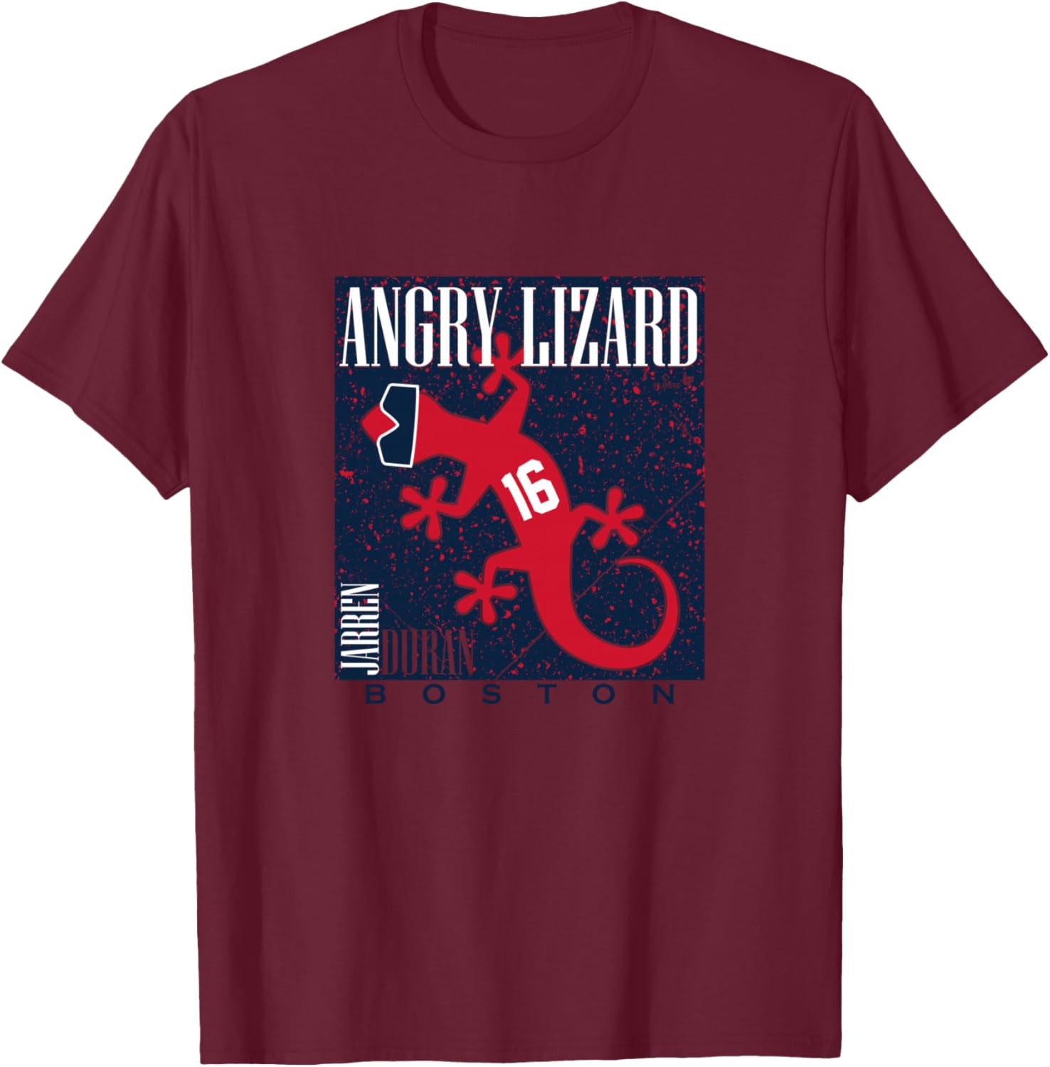 Jarren Duran - Angry Lizard - Boston Baseball T-Shirt - T-Shirt | Maroon