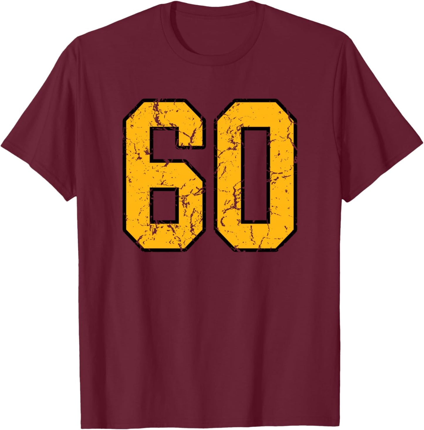 Gold and Black Sports Number 60 Jersey Uniform Player T-Shirt - T-Shirt | Maroon