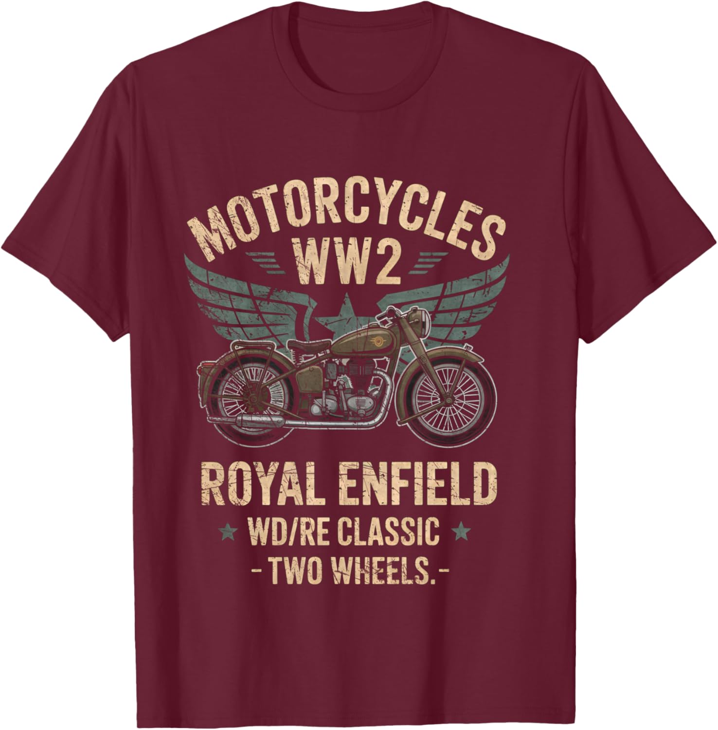 Royal Enfield WD/RE Classic Moto WW2 T-Shirt - T-Shirt | Maroon