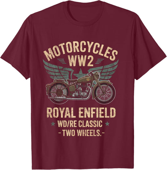 Royal Enfield WD/RE Classic Moto WW2 T-Shirt - T-Shirt | Maroon