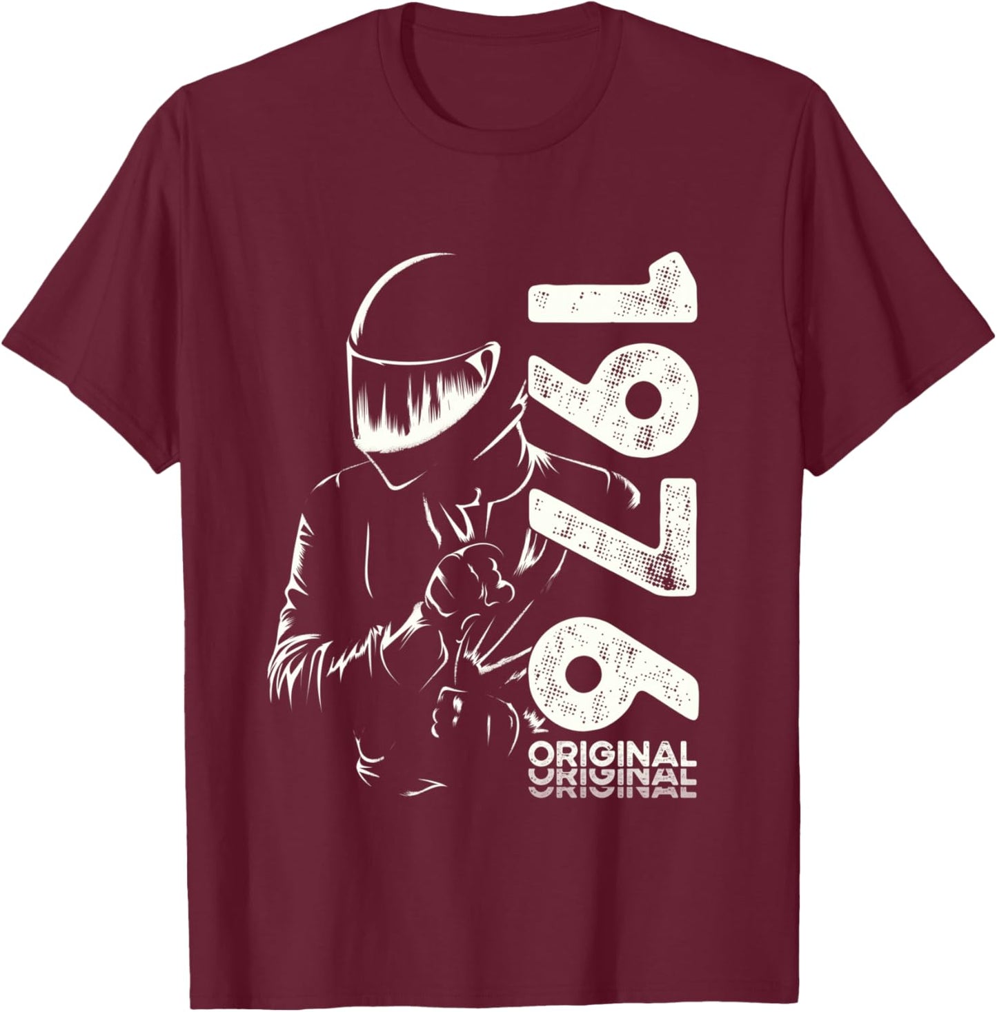 50th Anniversary Man Motorcycle Biker Biker 1976 T-Shirt - T-Shirt | Maroon