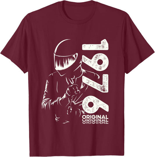 50th Anniversary Man Motorcycle Biker Biker 1976 T-Shirt - T-Shirt | Maroon