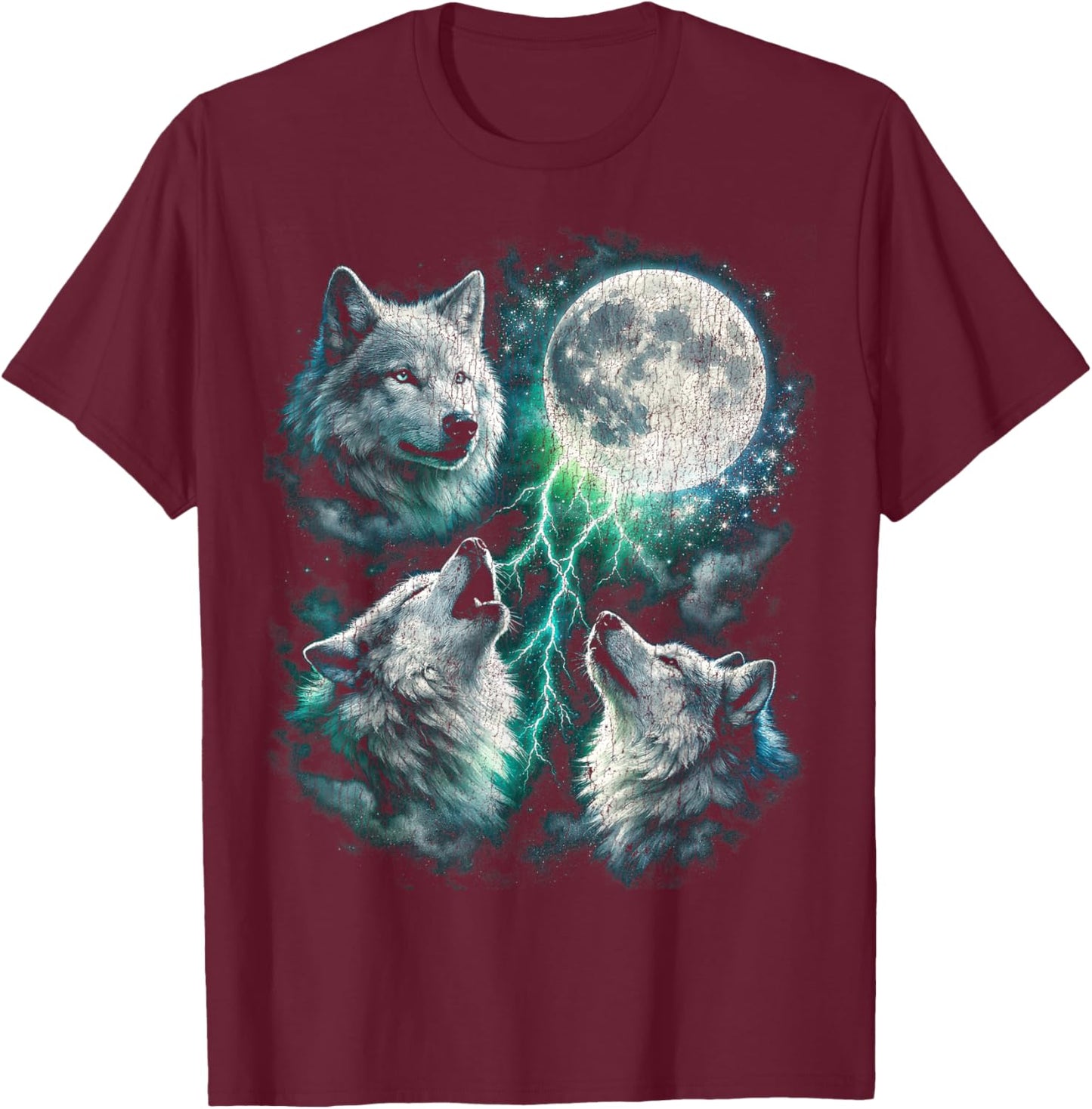 Vintage Wölfe heulen auf dem Mond Retro Wolf Lover Lustig T-Shirt - T-Shirt | Maroon