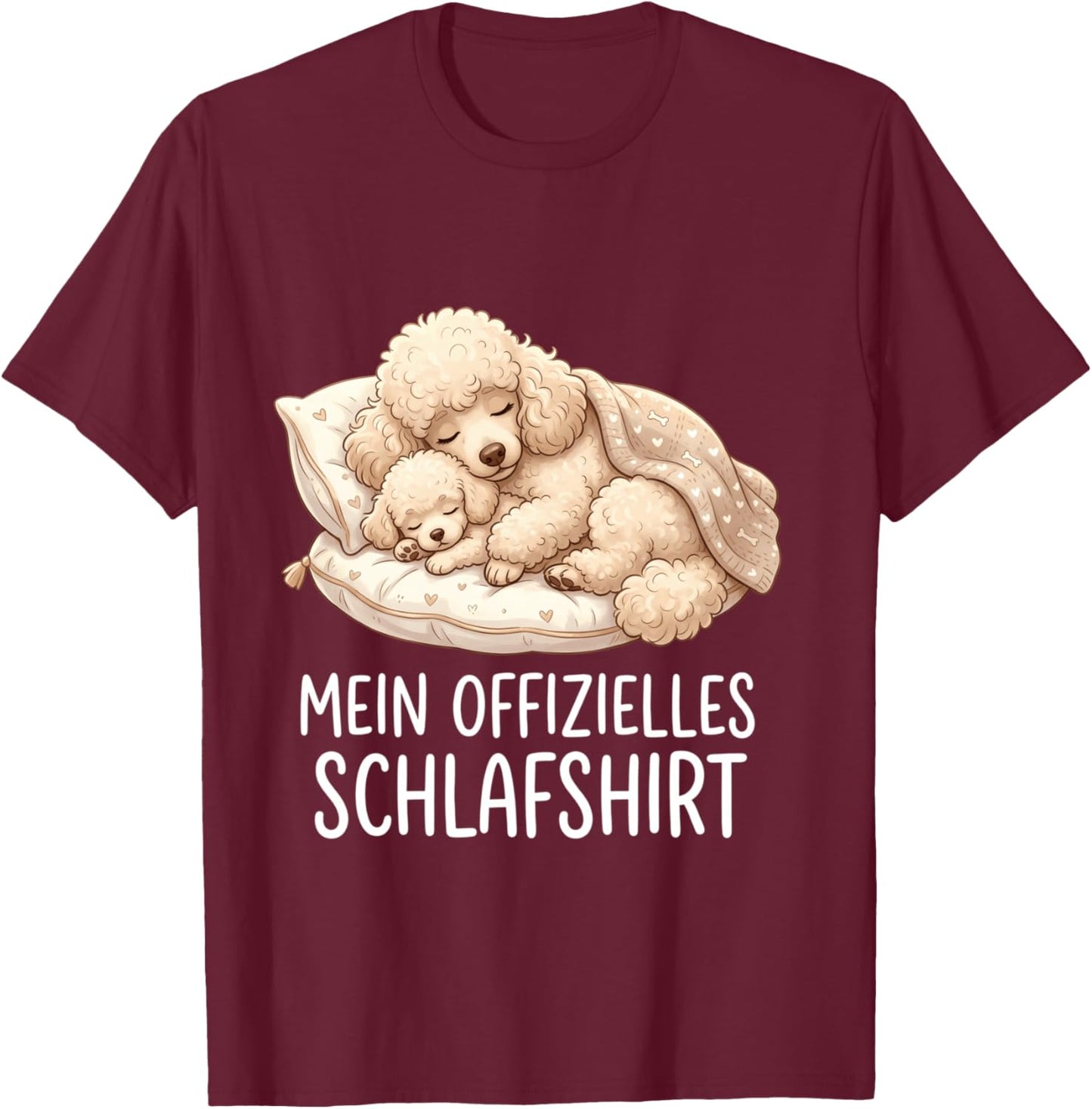 Pudel Mein Offizielles Schlaf Langarmshirt T-Shirt - T-Shirt | Maroon