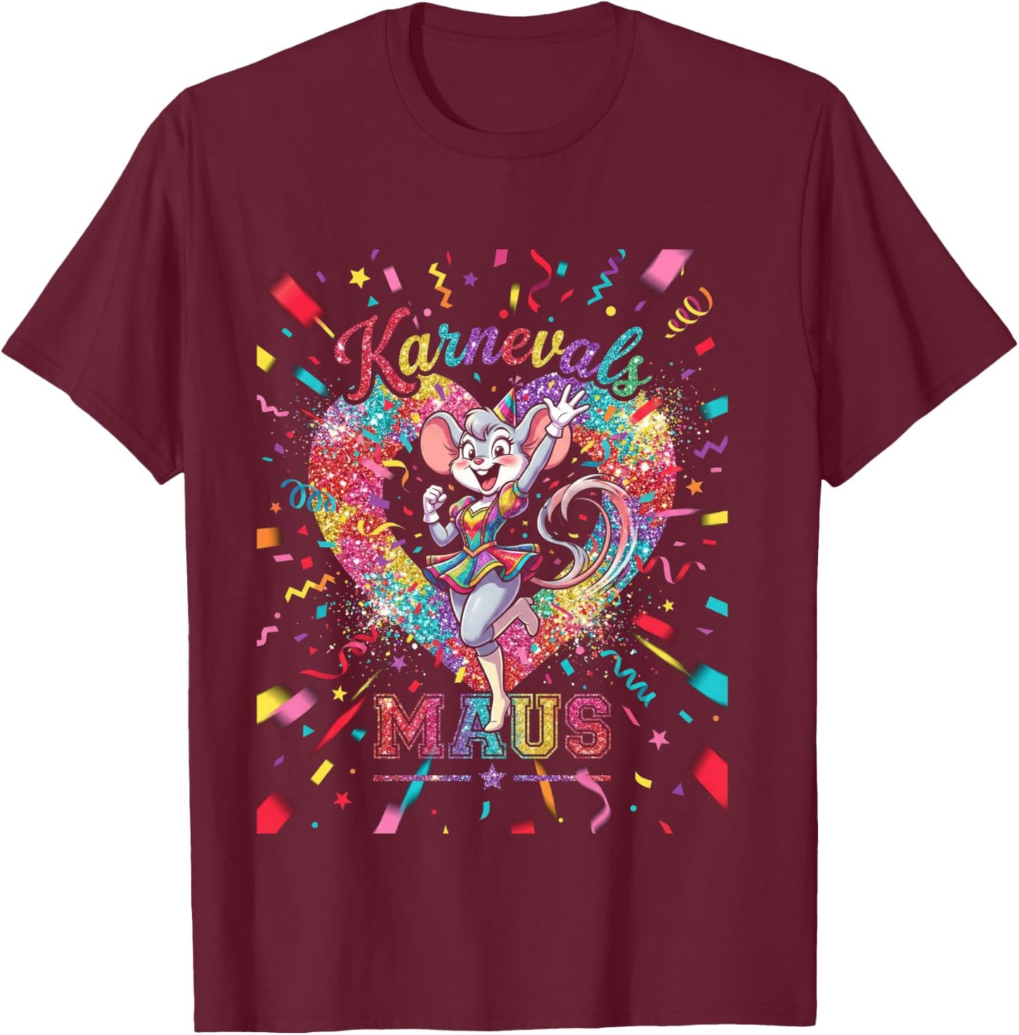Carnival Mouse Women's Costume Replacement Cologne Carnival Party Shirt T-Shirt - T-Shirt | Maroon