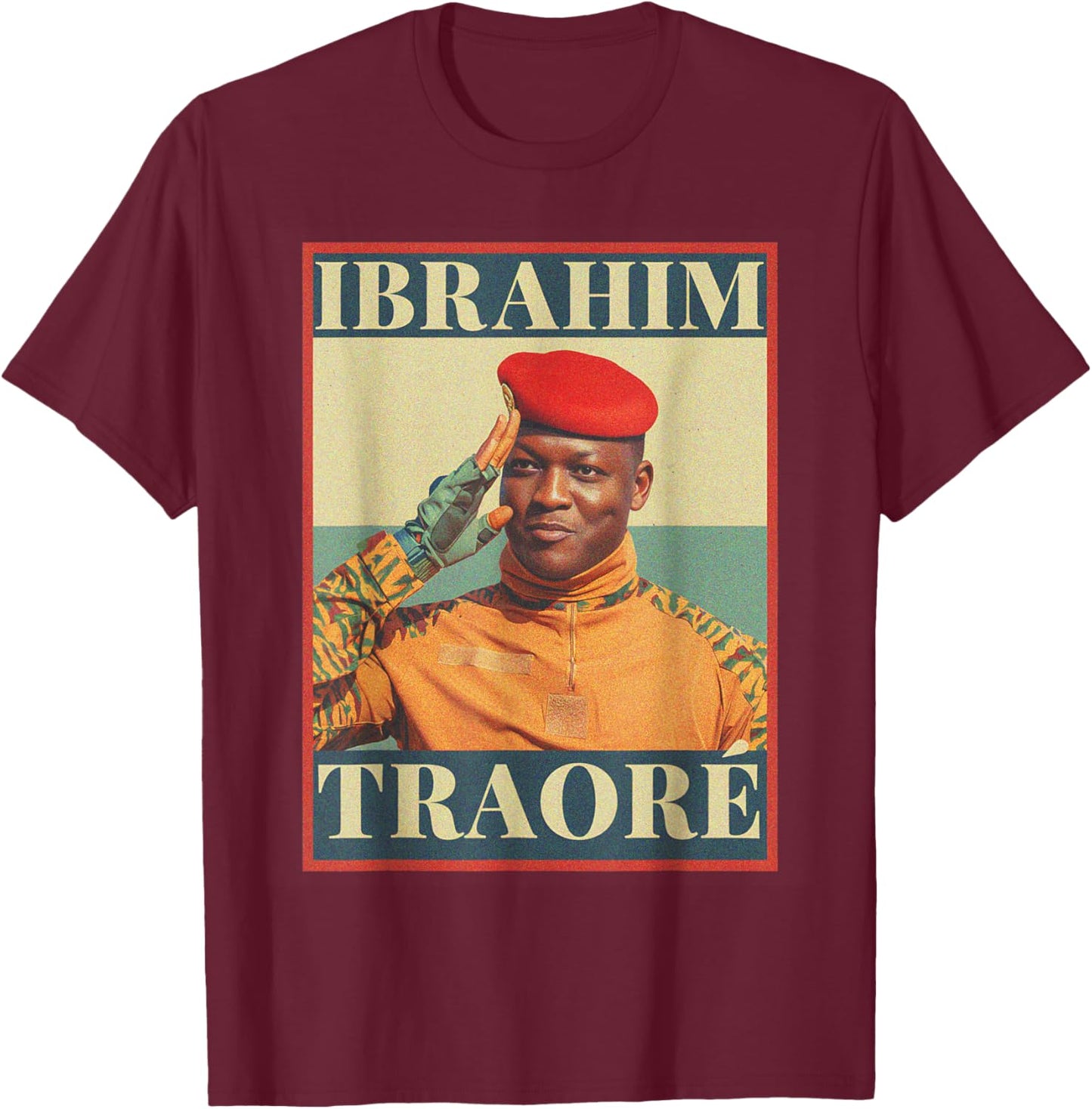 Jamaica Loves Traore' Captain Ibrahim Traore T-Shirt - T-Shirt | Maroon
