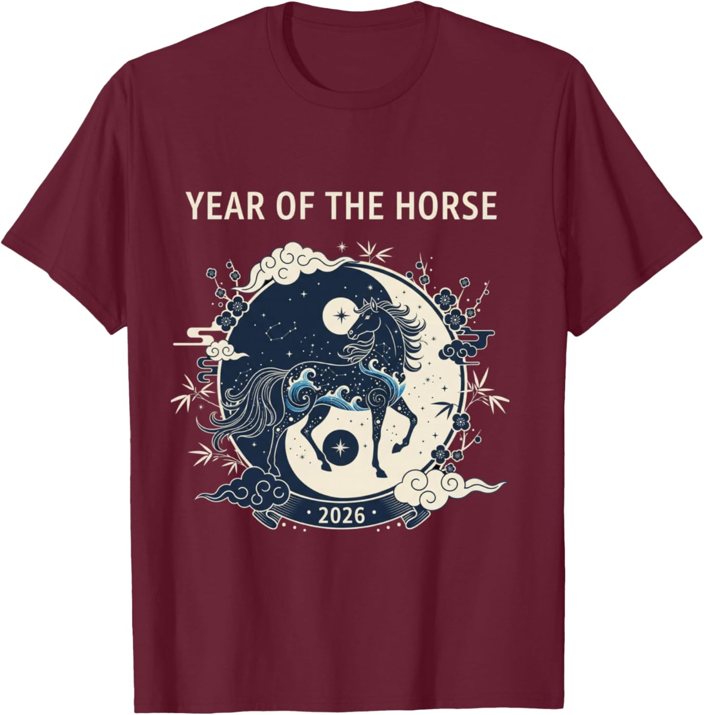 Chinese New Year 2026 Year of the Horse T-Shirt - T-Shirt | Maroon