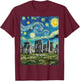Stonehenge Starry Night Style T-Shirt - T-Shirt | Maroon