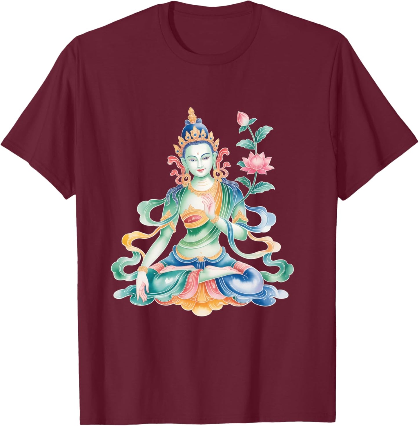 Tara Bouddhiste Manche Longue T-Shirt - T-Shirt | Maroon
