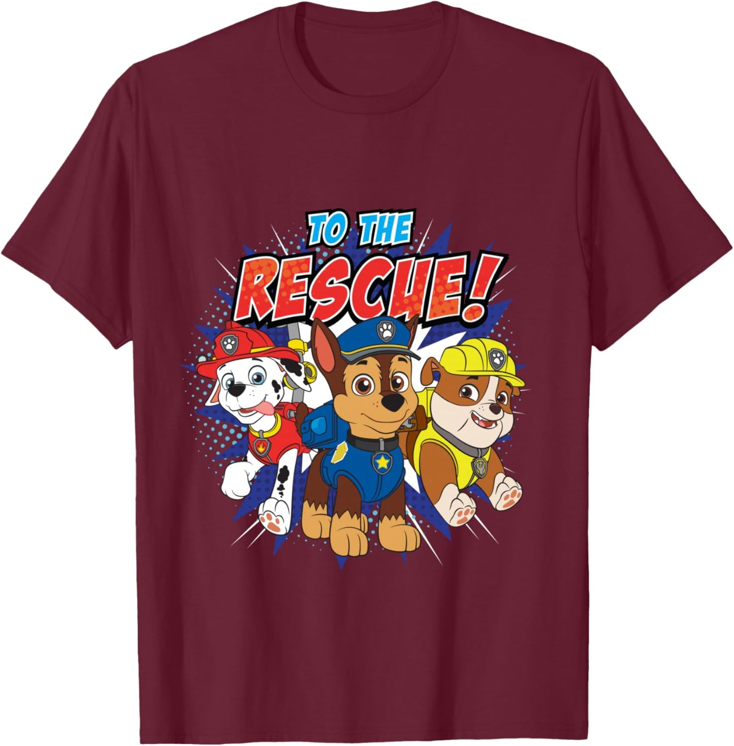Pat' Patrouille à la rescousse Trois Personnages Manche Longue T-Shirt - T-Shirt | Maroon