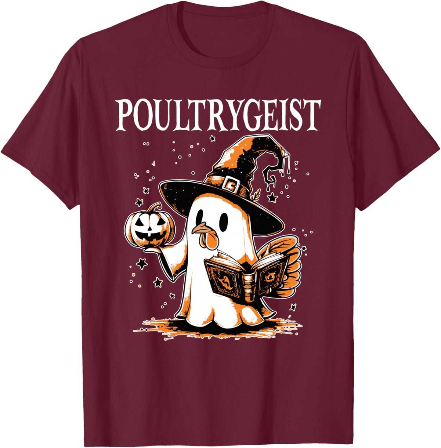 Poultrygeist Funny Halloween Chicken Ghost Costume T-Shirt - T-Shirt | Maroon