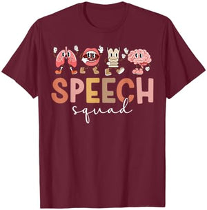 Speech Squad SLP Team Speech Language Pathologist Crew T-Shirt - T-Shirt | Maroon