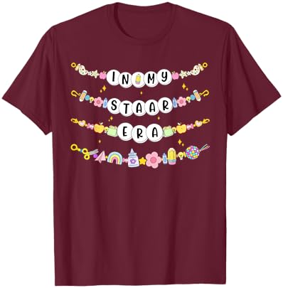 Test Day Friendship Bracelets in My Staar Era Teacher Kids T-Shirt - T-Shirt | Maroon