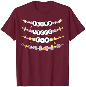 Test Day Friendship Bracelets in My Staar Era Teacher Kids T-Shirt - T-Shirt | Maroon