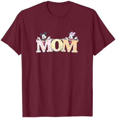 Disney Mom Mickey & Minnie Pastel Letters Family Disney Trip T-Shirt - T-Shirt | Maroon