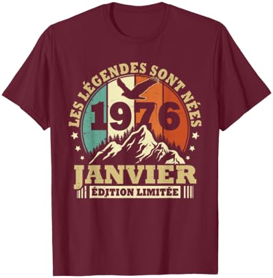 Legends Are Born in January 1976 Birthday 50 Years T-Shirt - T-Shirt | Maroon