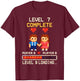 7th Wedding Anniversary Gamer Vintage Level 7 Complete T-Shirt - T-Shirt | Maroon