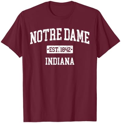 Notre Dame Indiana in Vintage Navy Style Sports Design T-Shirt - T-Shirt | Maroon