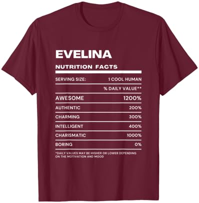 Evelina Nutrition Facts Name T-Shirt - T-Shirt | Maroon