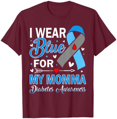 I Wear Blue for My Momma Diabetes Awareness T-Shirt - T-Shirt | Maroon