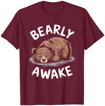 Bear Pajama Bearly Awake Sleep T-Shirt - T-Shirt | Maroon
