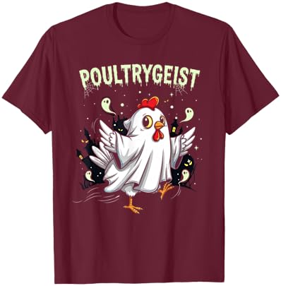 Chicken Ghost Poultrygeist Halloween Costume Farmer T-Shirt - T-Shirt | Maroon