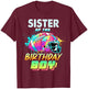 Sister of The Birthday Boy Football Player Colorful T-Shirt - T-Shirt | Maroon