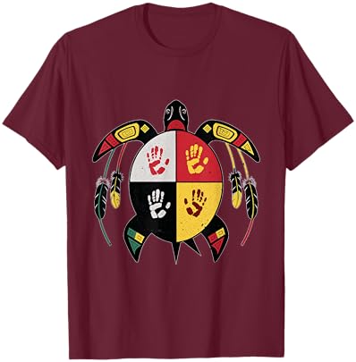 Medicine Wheel Indigenous Native American turtle MMIW T-Shirt - T-Shirt | Maroon