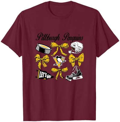 Pittsburgh Penguins Bows Gray NHL Officially Licensed T-Shirt - T-Shirt | Maroon