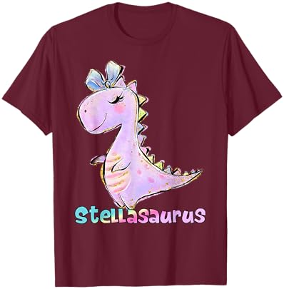 Stella Shirt Girl Dinosaur Birthday Party Name Stellasaurus T-Shirt - T-Shirt | Maroon
