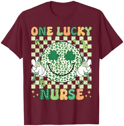 One Lucky Nurse St Patrick's Day Shamrock Irish Women Girl T-Shirt - T-Shirt | Maroon