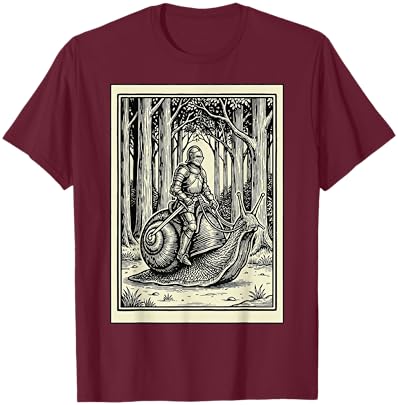 Knight Riding Snail T-Shirt - T-Shirt | Maroon