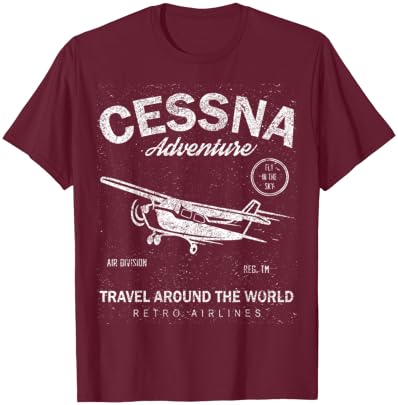 Cessna Abenteuerreise um die Welt Fly In The Sky T-Shirt - T-Shirt | Maroon