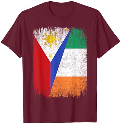 Half Philippines Ireland Flag Filipino Irish Roots T-Shirt - T-Shirt | Maroon