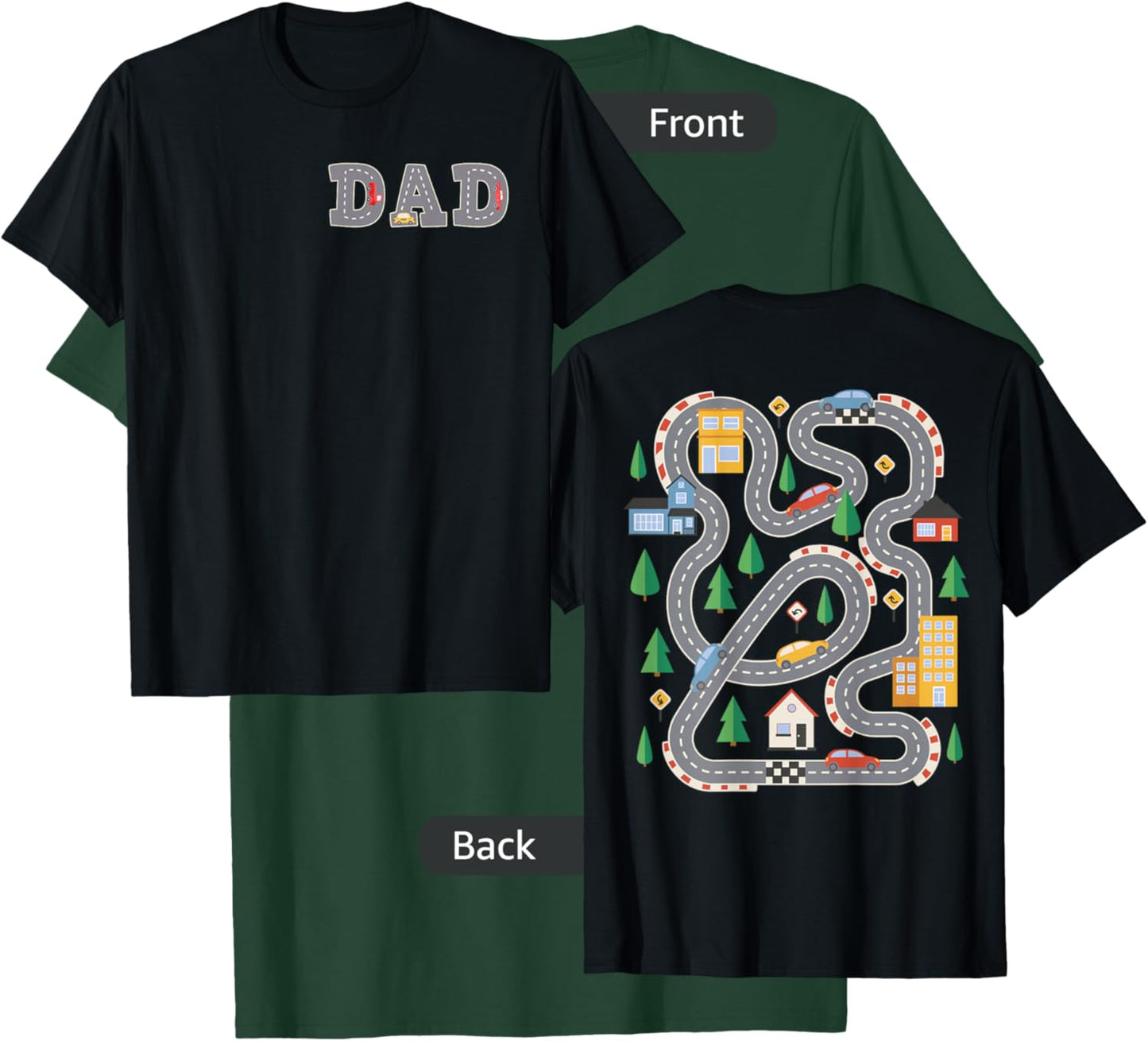 Cool Playmat Car Race Track On Back DAD Toddler (Two Side) T-Shirt - T-Shirt | Forest