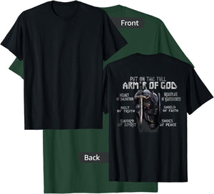 Put On The Full Armor Of God, Bible Verse Religious (Back) T-Shirt - T-Shirt | Forest