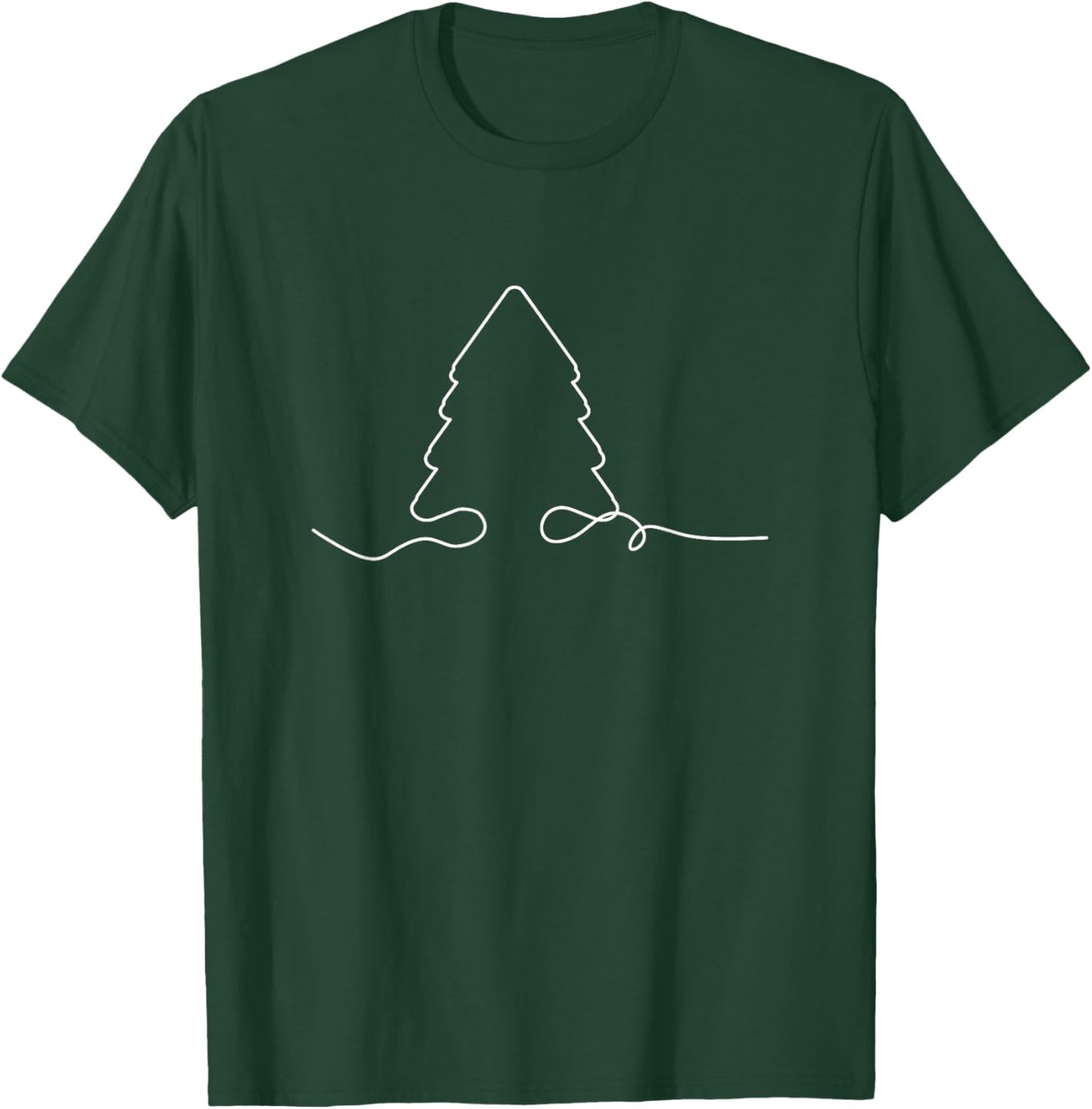 Minimalist Christmas Tree Line Art Holiday T-Shirt - T-Shirt | Forest