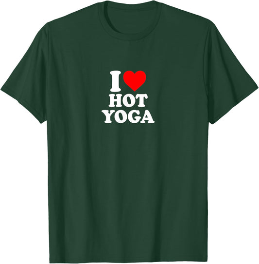 I Love Heart Hot Yoga Simple Cute Funny T-Shirt - T-Shirt | Forest