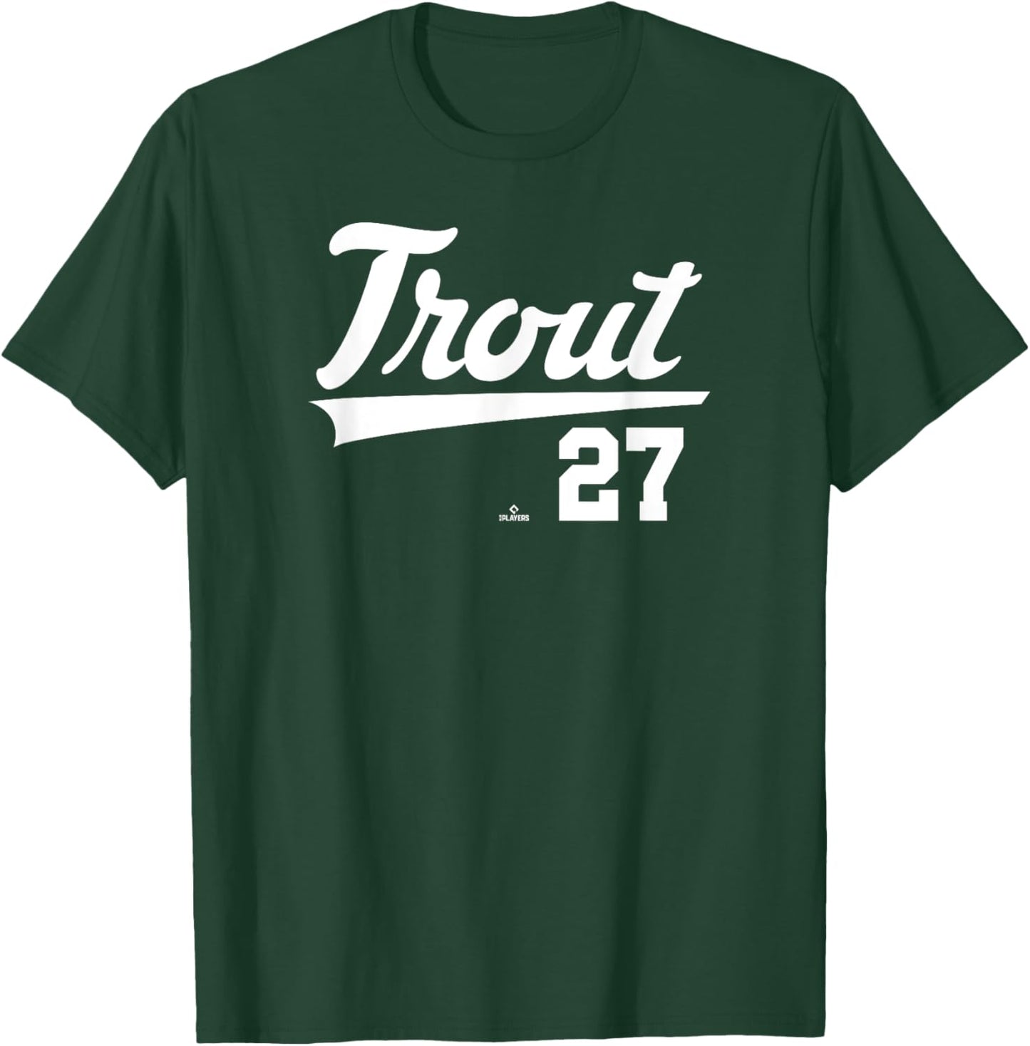 Player Name Swoosh Mike Trout Los Angeles Baseball MLBPA T-Shirt - T-Shirt | Forest