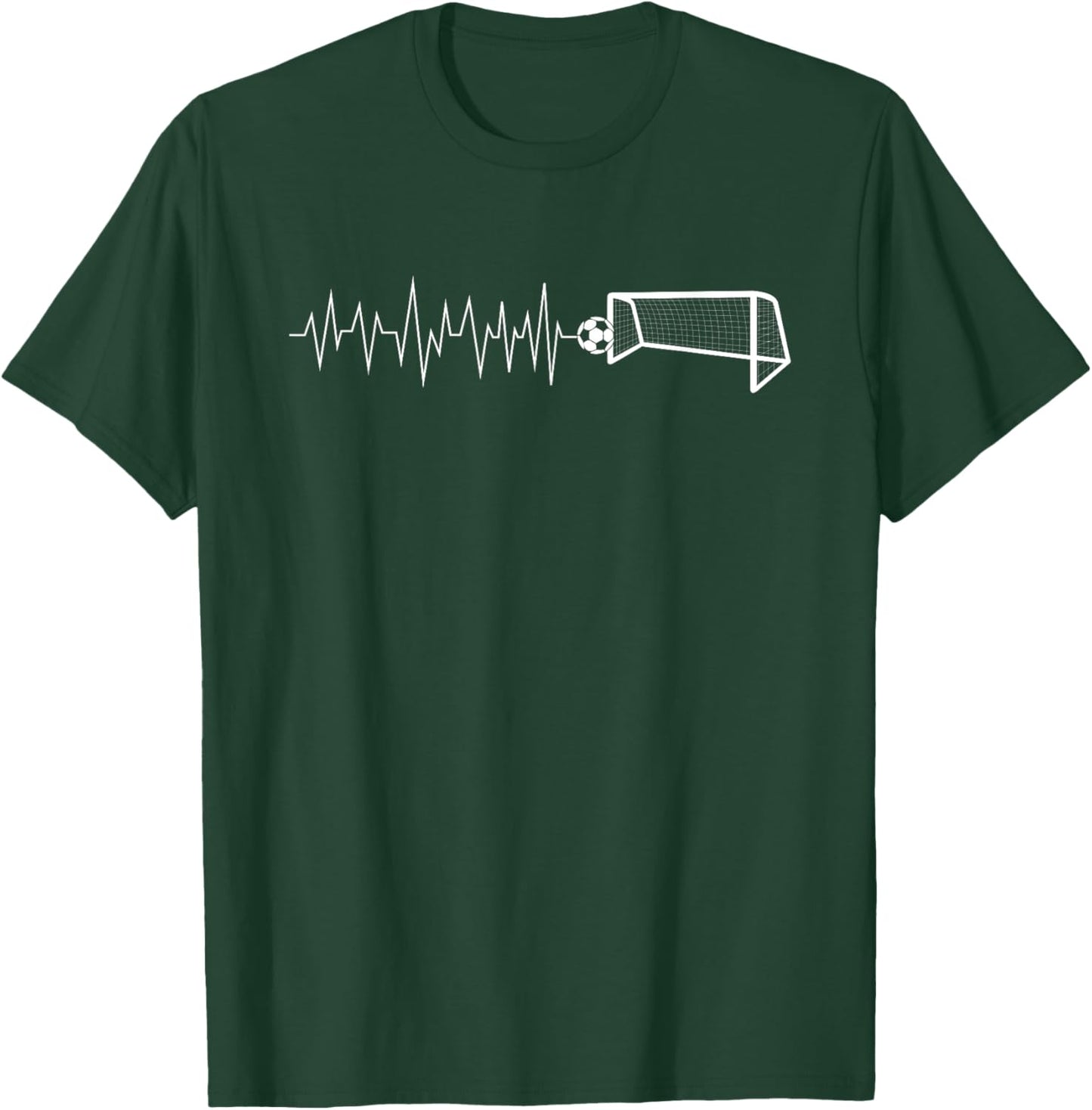 Funny Soccer Heartbeat ECG Football Goal Game Lovers Outfit T-Shirt - T-Shirt | Forest