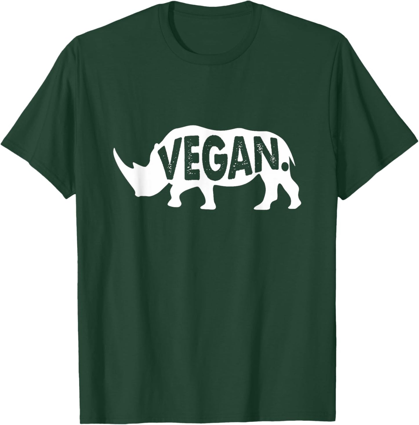 Vegan Rhino Herbivore Rhinoceros Animal Caricature Graphic T-Shirt - T-Shirt | Forest