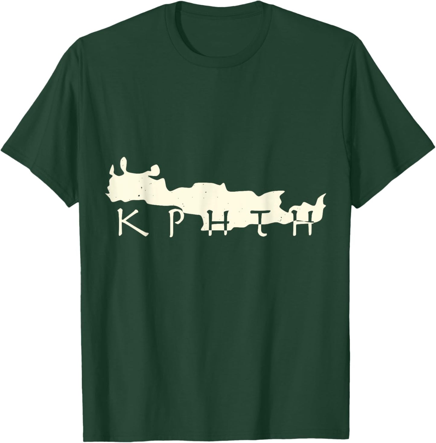 Crete Island Outline Cretan Script T-Shirt - T-Shirt | Forest