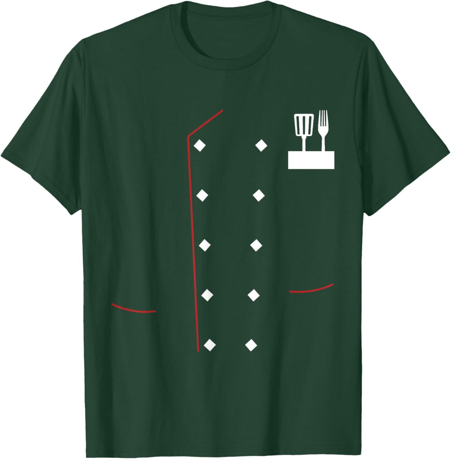 Chef Uniform Jacket Faux Cook Chef Master Cooking Costume , black, S T-Shirt - T-Shirt | Forest