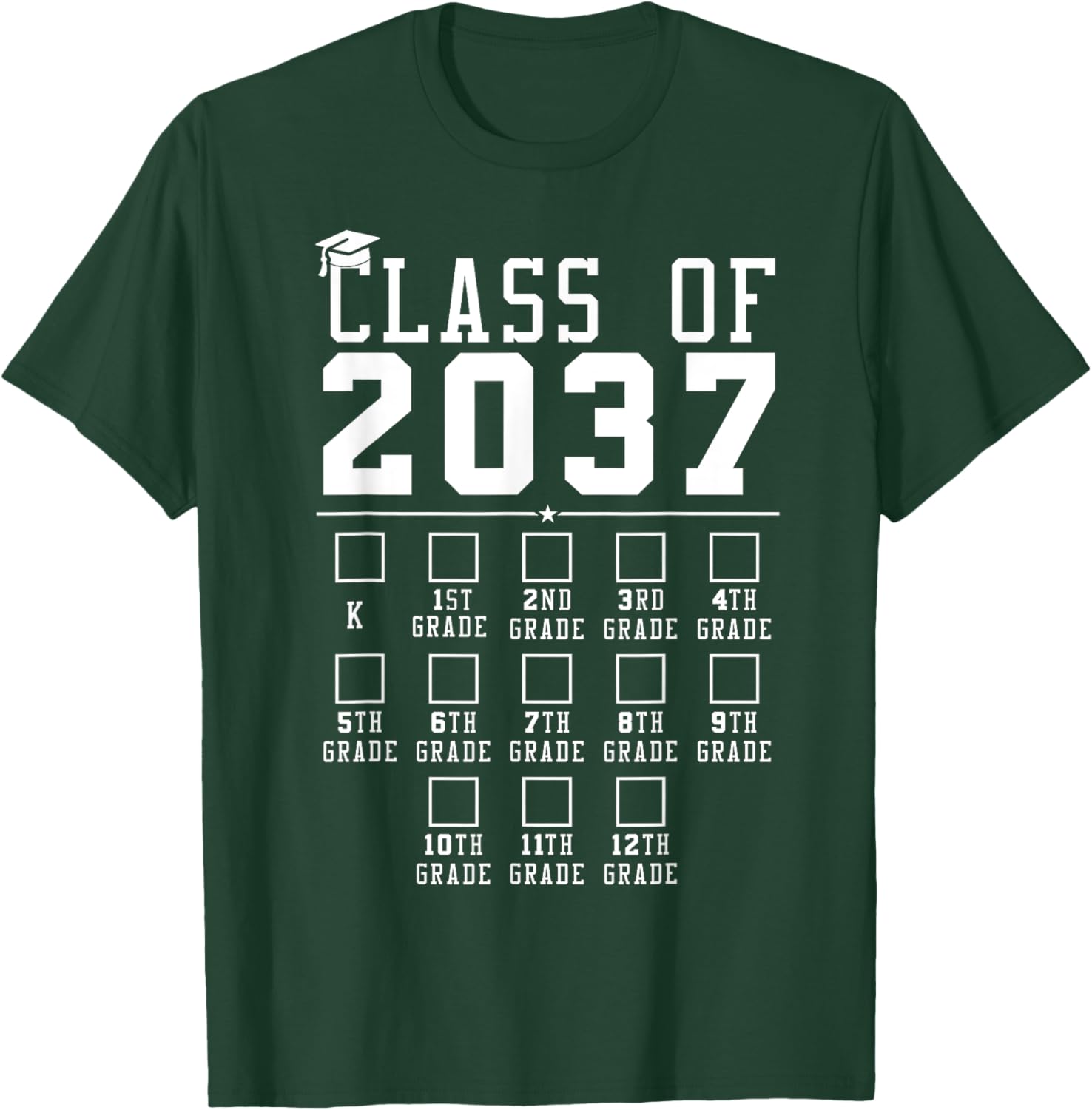 Grow With Me Class Of 2037 Handprint Kindergarten Graduation T-Shirt - T-Shirt | Forest