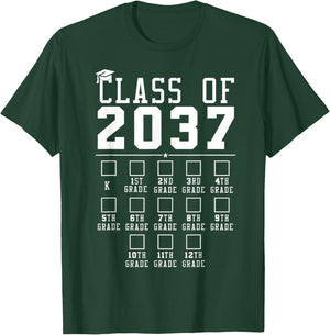 Grow With Me Class Of 2037 Handprint Kindergarten Graduation T-Shirt - T-Shirt | Forest